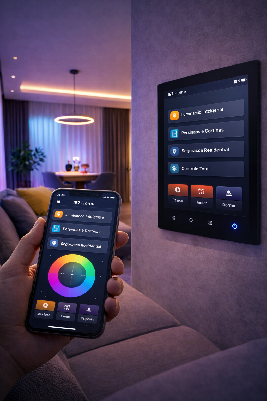 Controle por app e painel IE7 Home